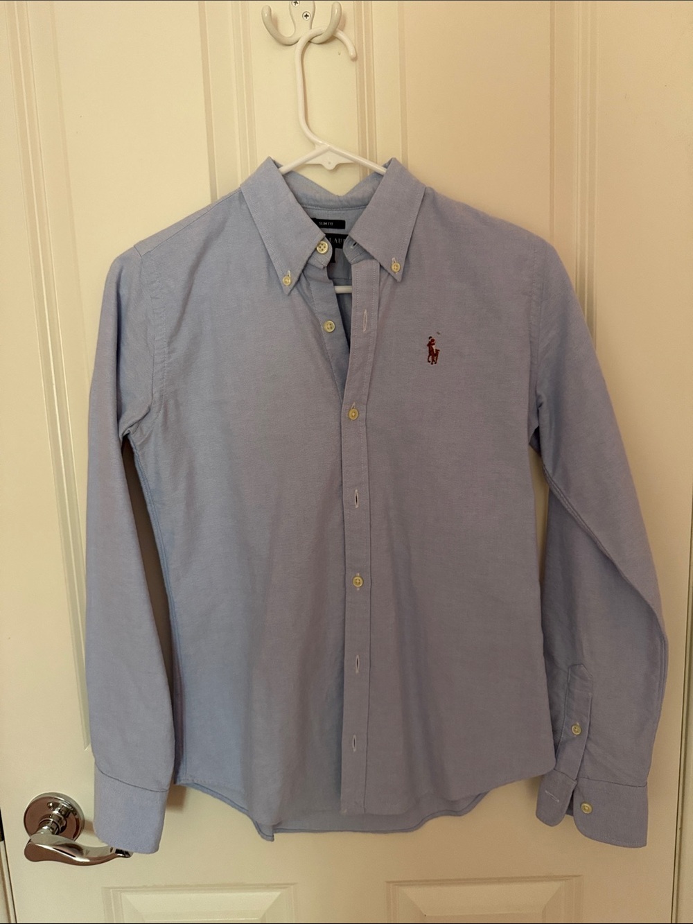 Ralph Lauren Light Blue Button-Down Oxford with Red Polo Logo